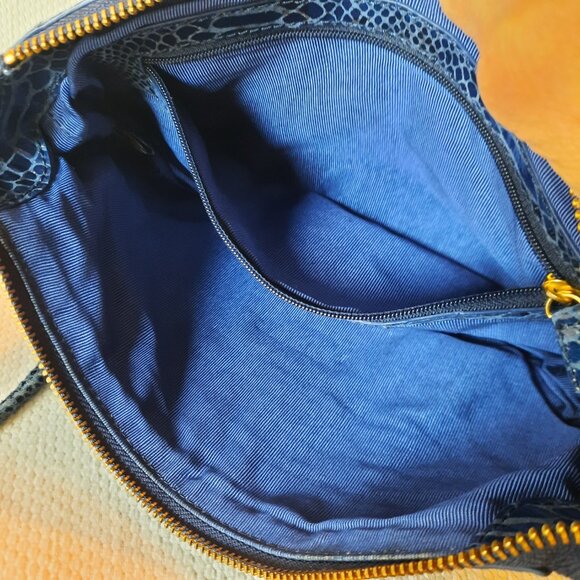 Amazing Condition Badgley Mischka Blue Snakeskin Crossbody Bag - Picture 7 of 11